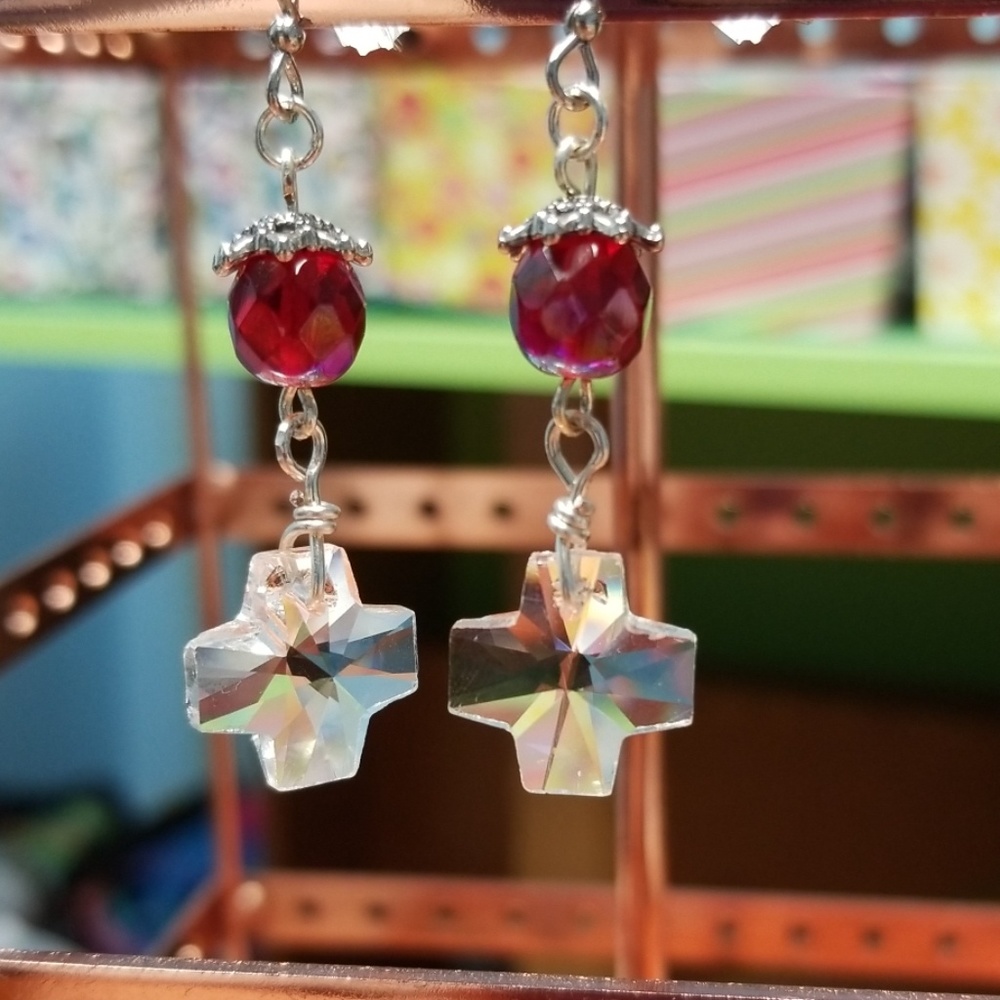 SALE! Crystal Cross Earrings